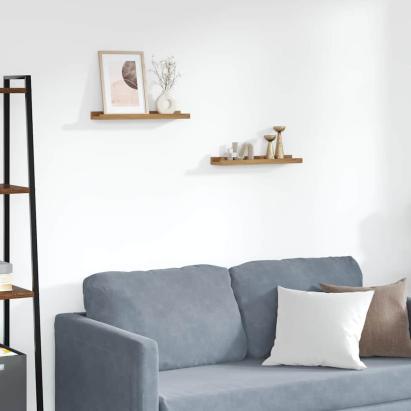 Raft de perete cu raft 2 pcs Maro 40 x 9 x 3 cm Lemn compozit GartenMobel Dekor