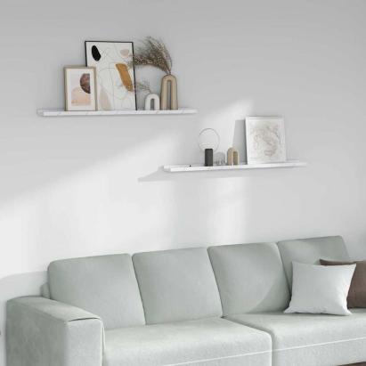 Raft de perete 2 pcs Marmură albă 100 x 9 x 3 cm Lemn compozit GartenMobel Dekor