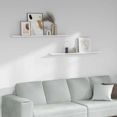 Raft de perete 2 pcs Marmură albă 115 x 9 x 3 cm Lemn compozit GartenMobel Dekor