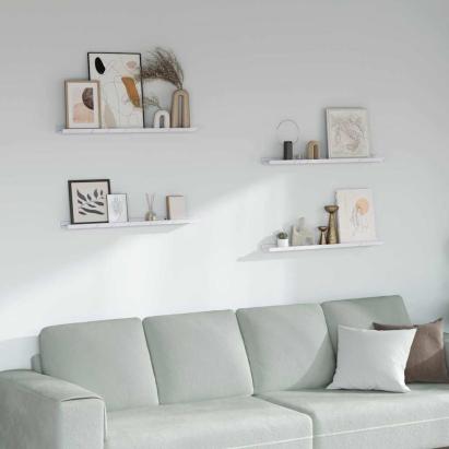 Raft de perete 4 pcs Marmură albă 80 x 9 x 3 cm Lemn compozit GartenMobel Dekor