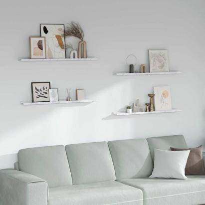 Raft de perete 4 pcs Marmură albă 100 x 9 x 3 cm Lemn compozit GartenMobel Dekor