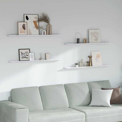 Raft de perete 4 pcs Marmură albă 115 x 9 x 3 cm Lemn compozit GartenMobel Dekor