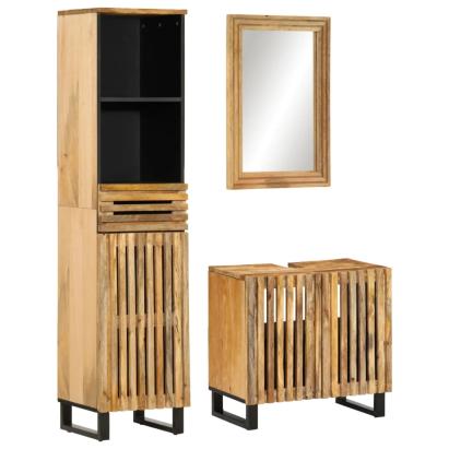 Set mobilier de baie, 3 piese, lemn masiv de mango brut GartenMobel Dekor
