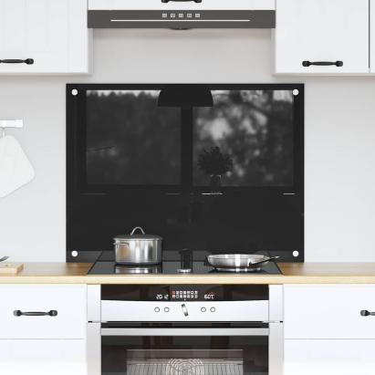 Spate de bucătărie Negru 80 x 60 cm sticlă securizată GartenMobel Dekor