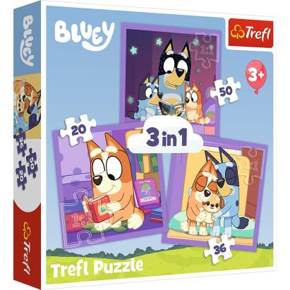 PUZZLE TREFL 3IN1 BLUEY FACETI CUNOSTINTA CU BLUEY SuperHeroes ToysZone