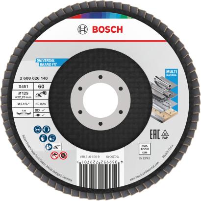 Bosch Disc de slefuire evantai X451, 125mm, 22.23mm, G60 ProAdvanced PowerfulTools