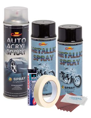 Kit complet reparatie si vopsire jante culoare Negru Metalizat, V2 FAVLine Selection