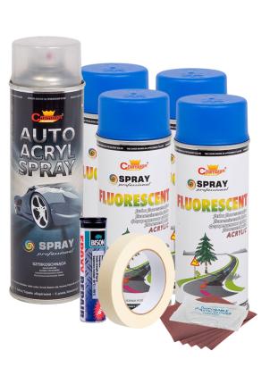 Kit complet reparatie si vopsire jante culoare Albastru Fluorescent, V4 FAVLine Selection