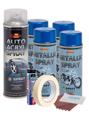 Kit complet reparatie si vopsire jante culoare Albastru Metalizat, V4 FAVLine Selection