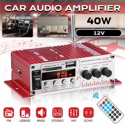 MINI amplificator auto, stereo, 12V, 40 W, radio FM, citire USB sau card SD, cu telecomanda FAVLine Selection