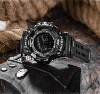 Ceas Militar pentru barbati, SMAEL, impermeabil, afisaj LED, culoare Negru FAVLine Selection