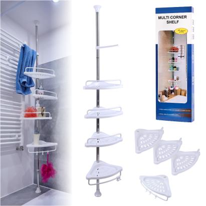 Organizator baie, raft de baie de tip "coltar" cu brat telescopic, cu 4 etajere si suport pentru prosop FAVLine Selection