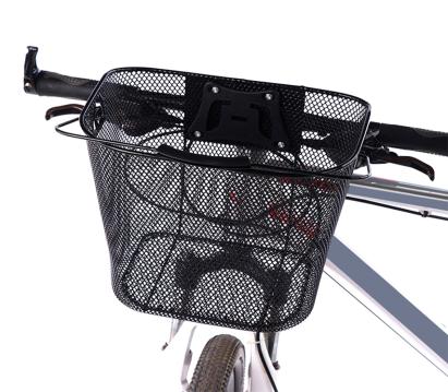 Cos metalic pentru bicicleta cu maner, demontabil, conceput pentru a fi montat in partea din fata, culoare Neagra FAVLine Selection