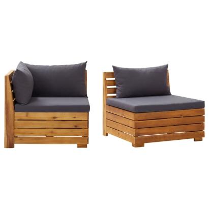 Set mobilier grădină cu perne, 2 piese, lemn masiv de acacia GartenMobel Dekor