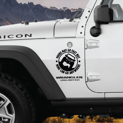 Sticker autoadeziv pentru vehicule Off Road, model "You Can Go Fast", dimensiune 30 x 30 cm, culoare Neagra FAVLine Selection