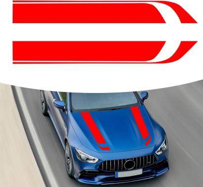 Set 2 stickere autoadezive Tuning, model "Hood Stripes V1", dimensiune 85 x 12 cm, culoare Rosie FAVLine Selection