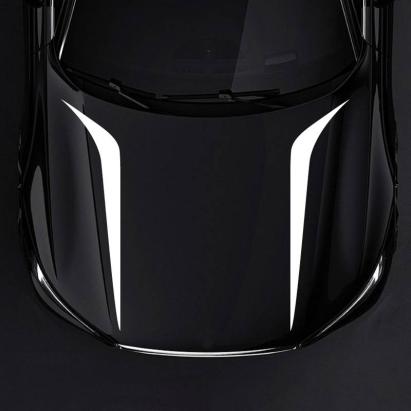 Set 2 stickere autoadezive Tuning, model "Hood Stripes V2", dimensiune 100 x 26 cm, culoare Alba FAVLine Selection