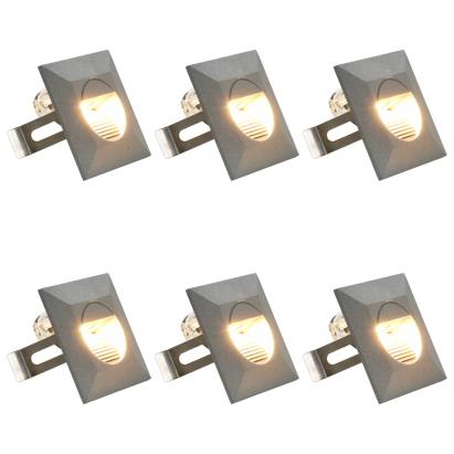 Lămpi de perete LED de exterior, 6 buc., argintiu, 2 W, pătrat GartenMobel Dekor