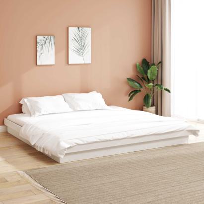 Cadru de pat Alb 200 x 200 cm Lemn de pin masiv GartenMobel Dekor