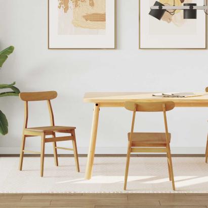 Scaun de sufragerie 2 pcs natural Lemn masiv GartenMobel Dekor