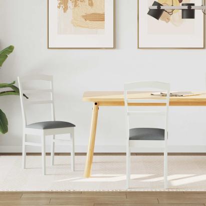 Scaun de sufragerie 2 pcs Alb și gri Lemn masiv GartenMobel Dekor