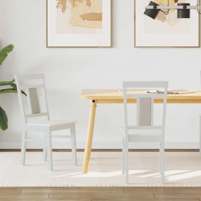 Scaun de sufragerie 2 pcs Alb Lemn masiv GartenMobel Dekor