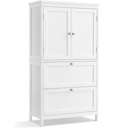 VASAGLE Dulap de baie, din MDF, cu 2 sertare si 2 usi, raft reglabil, 30x60x110cm, alb Household NewTrend