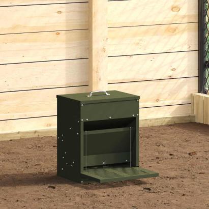 Hrănitor cu pedale pentru pui Verde măsliniu 33 x 42 x 40 cm GartenMobel Dekor