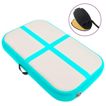 Saltea gimnastică gonflabilă cu pompă, verde, 60x100x15 cm, PVC GartenMobel Dekor