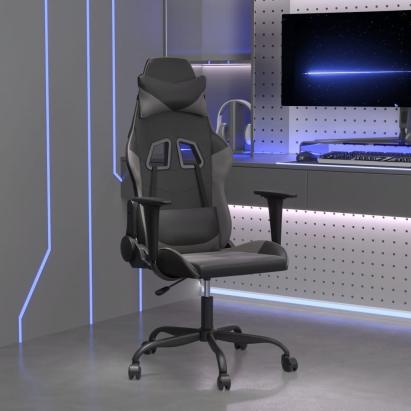 Scaun de gaming de masaj, negru și gri, piele ecologică GartenMobel Dekor