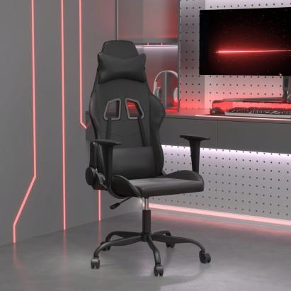 Scaun de gaming de masaj, negru, piele ecologică GartenMobel Dekor