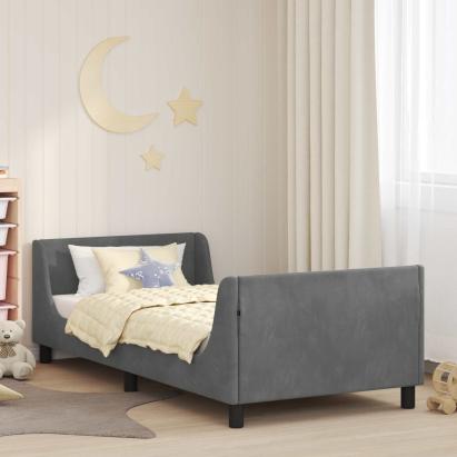 Cadru de pat pentru copii cu spătar Gri închis 90 x 190 cm GartenMobel Dekor