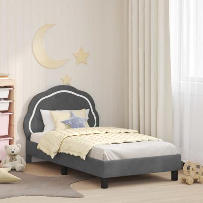 Cadru de pat pentru copii cu spătar Gri închis 80 x 160 cm GartenMobel Dekor