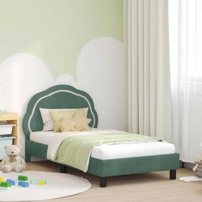 Cadru de pat pentru copii cu spătar Verde Mării 80 x 160 cm GartenMobel Dekor