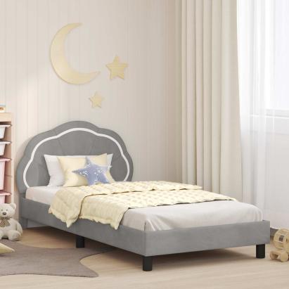 Cadru de pat pentru copii cu spătar Gri deschis 80 x 200 cm GartenMobel Dekor