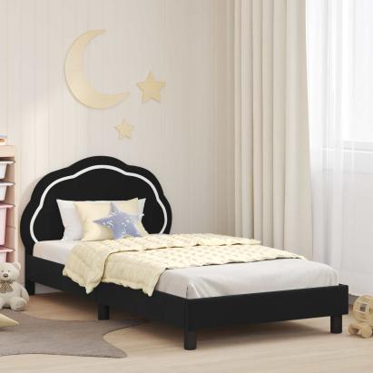 Cadru de pat pentru copii cu spătar Negru 80 x 200 cm Catifea GartenMobel Dekor