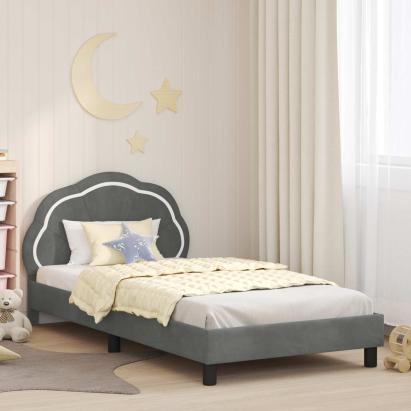 Cadru de pat pentru copii cu spătar Gri închis 90 x 200 cm GartenMobel Dekor