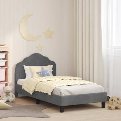 Cadru de pat pentru copii cu spătar Gri închis 80 x 160 cm GartenMobel Dekor