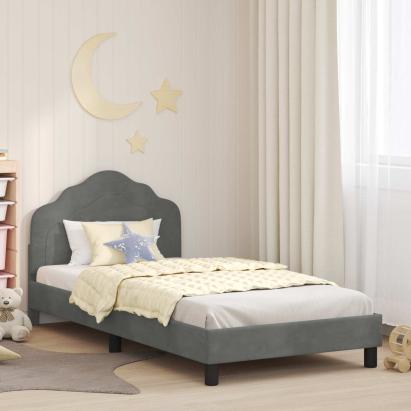 Cadru de pat pentru copii cu spătar Gri închis 80 x 200 cm GartenMobel Dekor