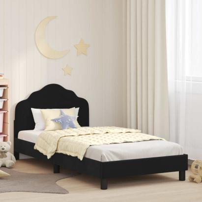 Cadru de pat pentru copii cu spătar Negru 80 x 200 cm Catifea GartenMobel Dekor