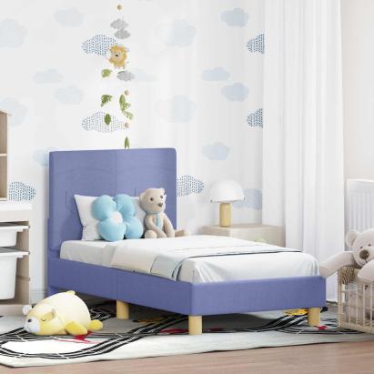Cadru de pat pentru copii cu spătar Albastru Jeans 70 x 140 cm GartenMobel Dekor