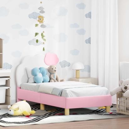 Cadru de pat pentru copii cu spătar Roz 70 x 140 cm PU GartenMobel Dekor
