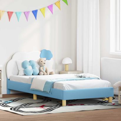 Cadru de pat pentru copii cu spătar albastru 80 x 200 cm PU GartenMobel Dekor