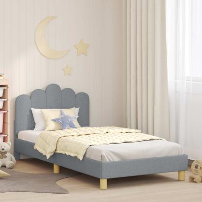 Cadru de pat pentru copii cu spătar Gri deschis 90 x 200 cm GartenMobel Dekor