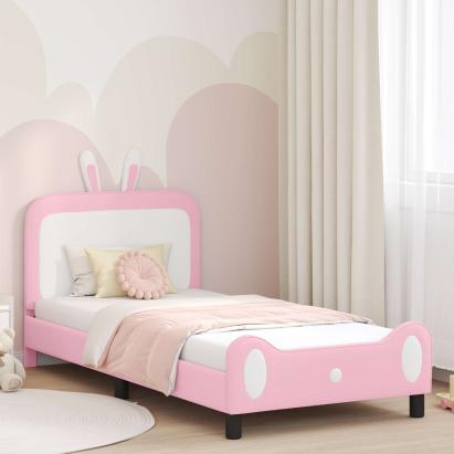 Cadru de pat pentru copii cu spătar Roz 80 x 200 cm PU GartenMobel Dekor