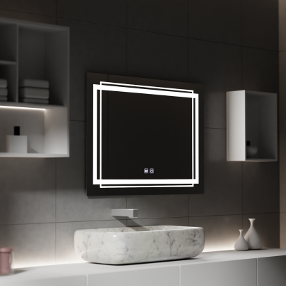 Oglinda LED Rectangulara, 80x60cm, KOVEN Touch, Sistem Dezaburire,Dimabila ModernLight Concept