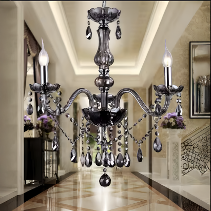 Candelabru Cristal AUGUST Eleganza, 3xE14, Diametru 48cm, Negru, Inaltime Reglabila ModernLight Concept