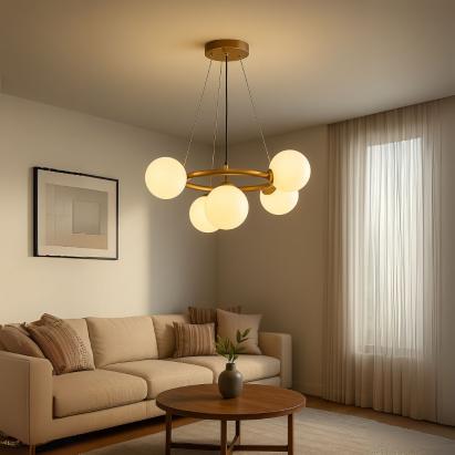 Lustra LOFT Chamber, 5x G9, Alb Auriu, Metal, Inaltime Reglabila, Modern ModernLight Concept