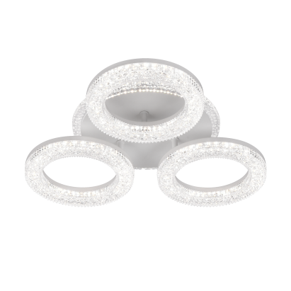 Lustra LED FREJA cu Telecomanda, 50W, 3000K/4000K/6000K, Dimabil, Alb, Cristale, 3 Cercuri ModernLight Concept