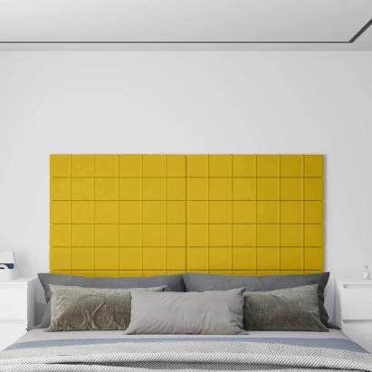 Panouri de perete 12 buc. galben 90x15 cm catifea 1,62 m² GartenMobel Dekor